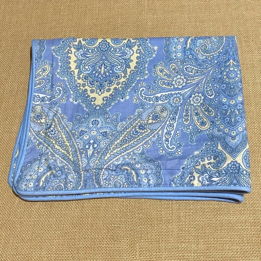 Laura Ashley Home Standard Pillow Sham Blue Yellow Paisley‎ 26 X 20